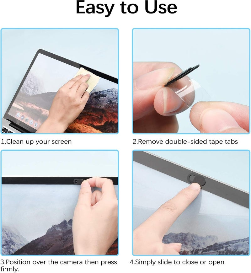 EYSOFT Webcam Cover, Webcam Cover Slide Compatible for Laptop, Desktop, PC, MacBook Pro, iMac, Mac mini, iPad Pro, Smartphone,Protect Your Privacy and Security,Strong Adhesive (Black) - Image 5